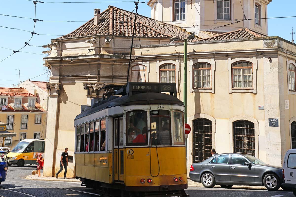 Tram 28 in Lisbon Portugal