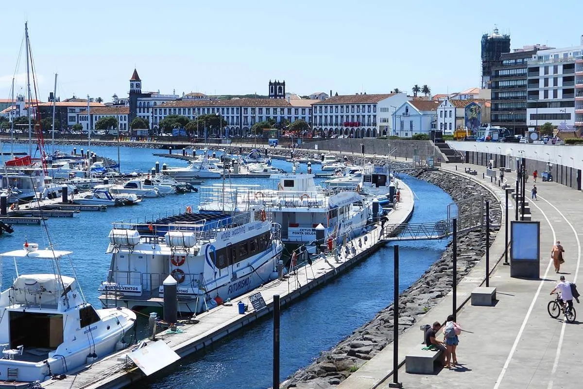 Ponta Delgada harbor and waterfront area Portas do Mar