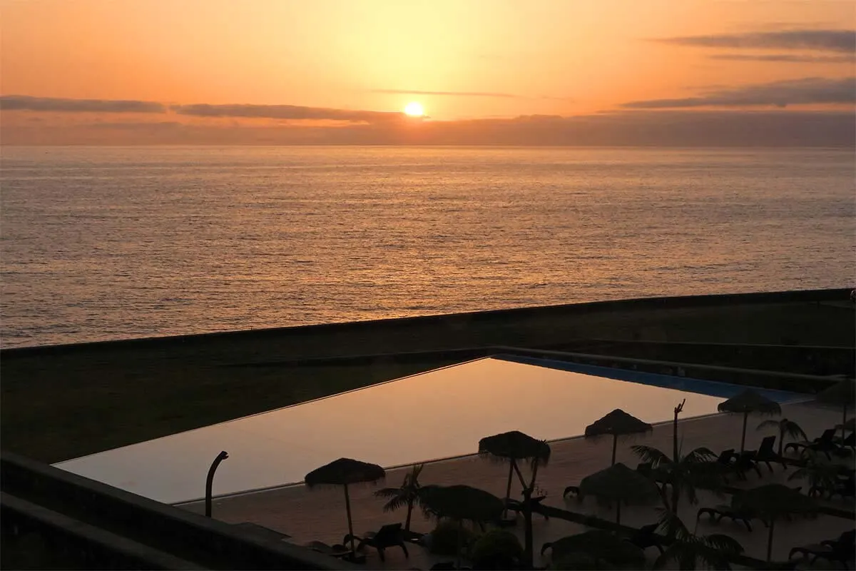 Sao Miguel sunrise as seen from Pedras do Mar hotel in Sao Miguel