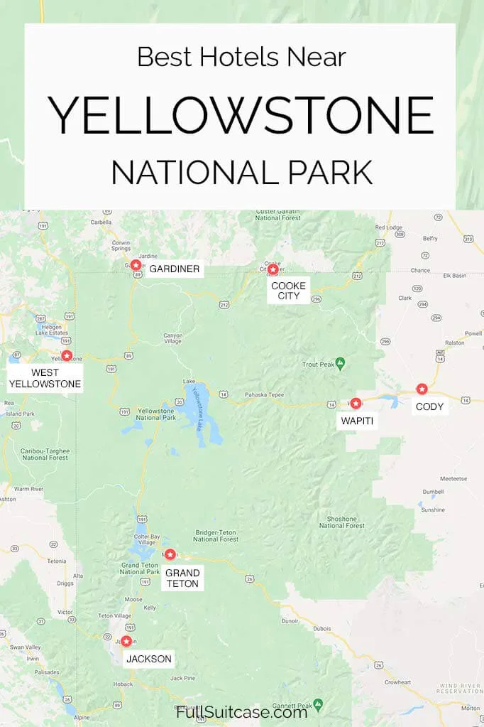 Best hotels near Yellowstone National Park - Map