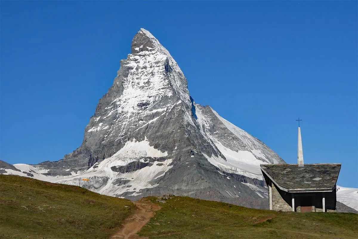 Bruder Klaus chapel at Riffelberg with Matterhorn in the background, Zermatt Switzerland