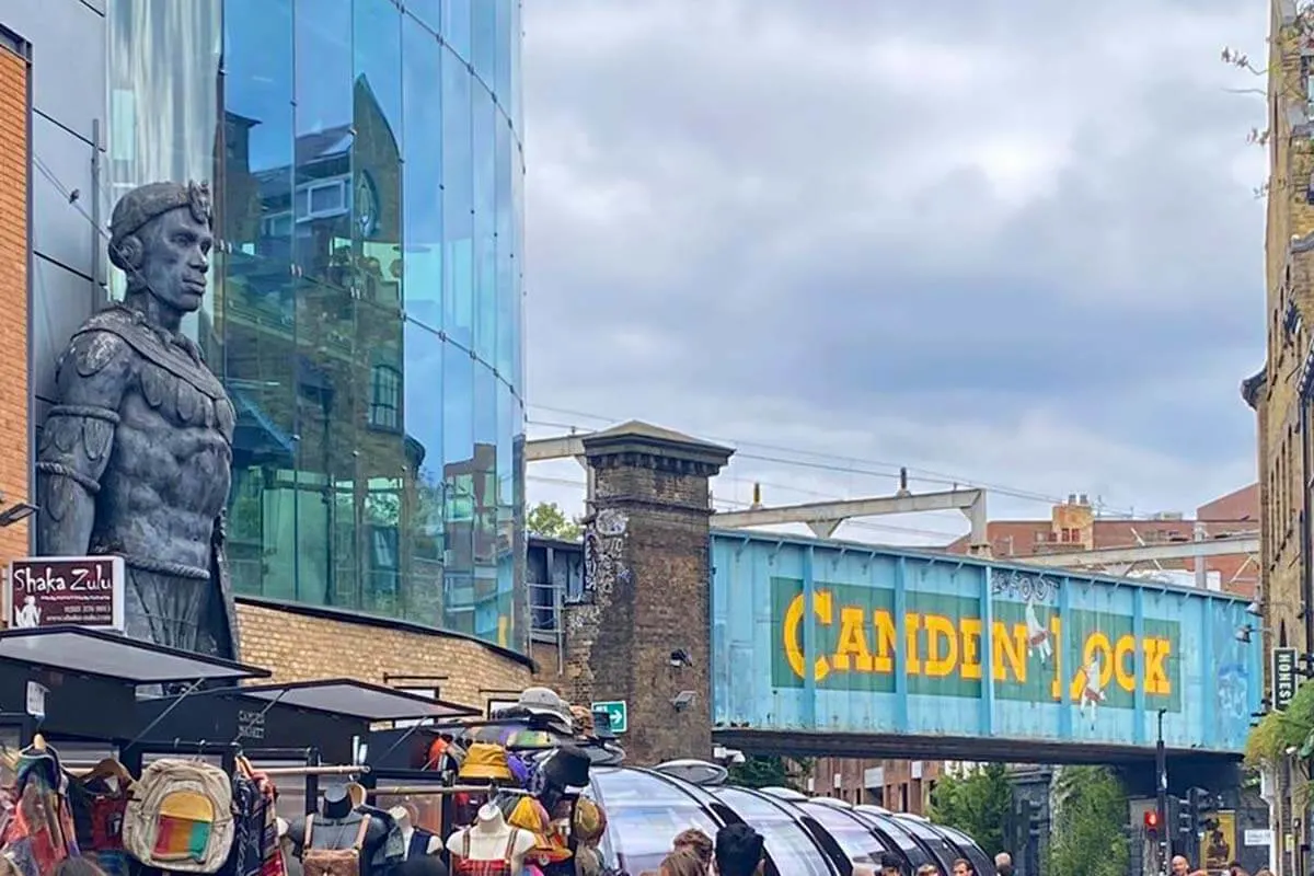 Camden Lock Market and Shaka Zulu restaurant in Camden Town London