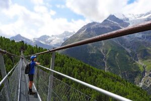 Charles Kuonen Suspension Bridge hike from Randa near Zermatt in Switzerland