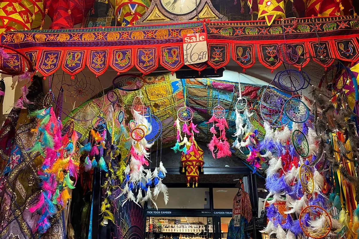 Colorful shops at Camden Market in London