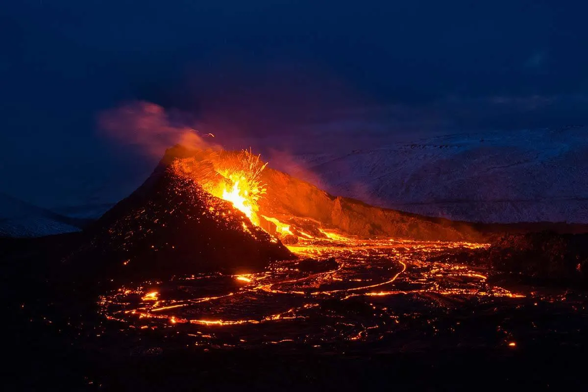 Iceland active volcano - Fagradalsfjall eruption