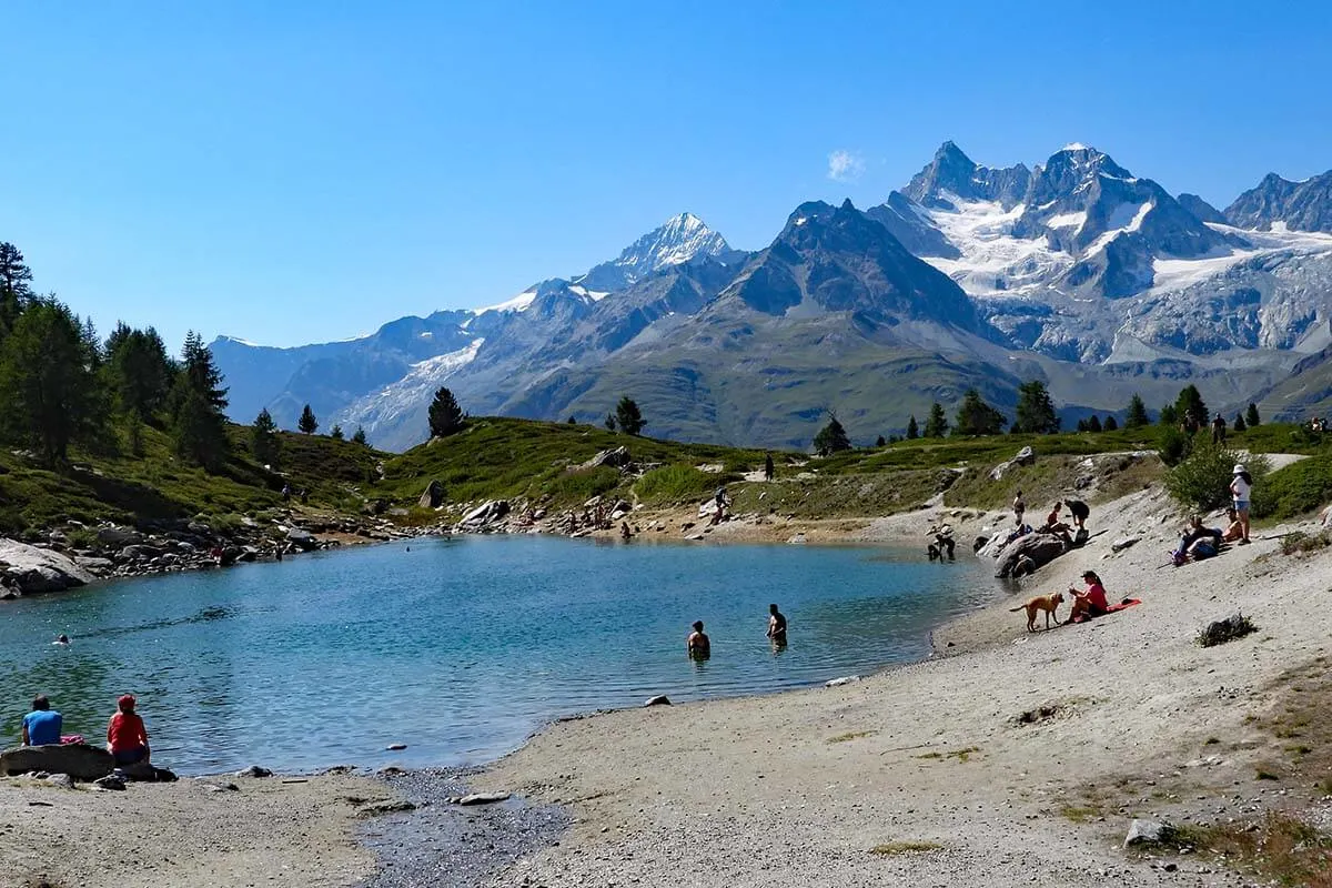 Grunsee lake is one of the best places where you can swim in Zermatt