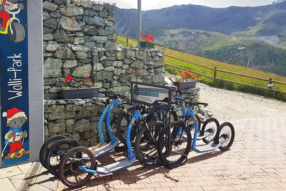 Kickbikes at Sunnegga in Zermatt