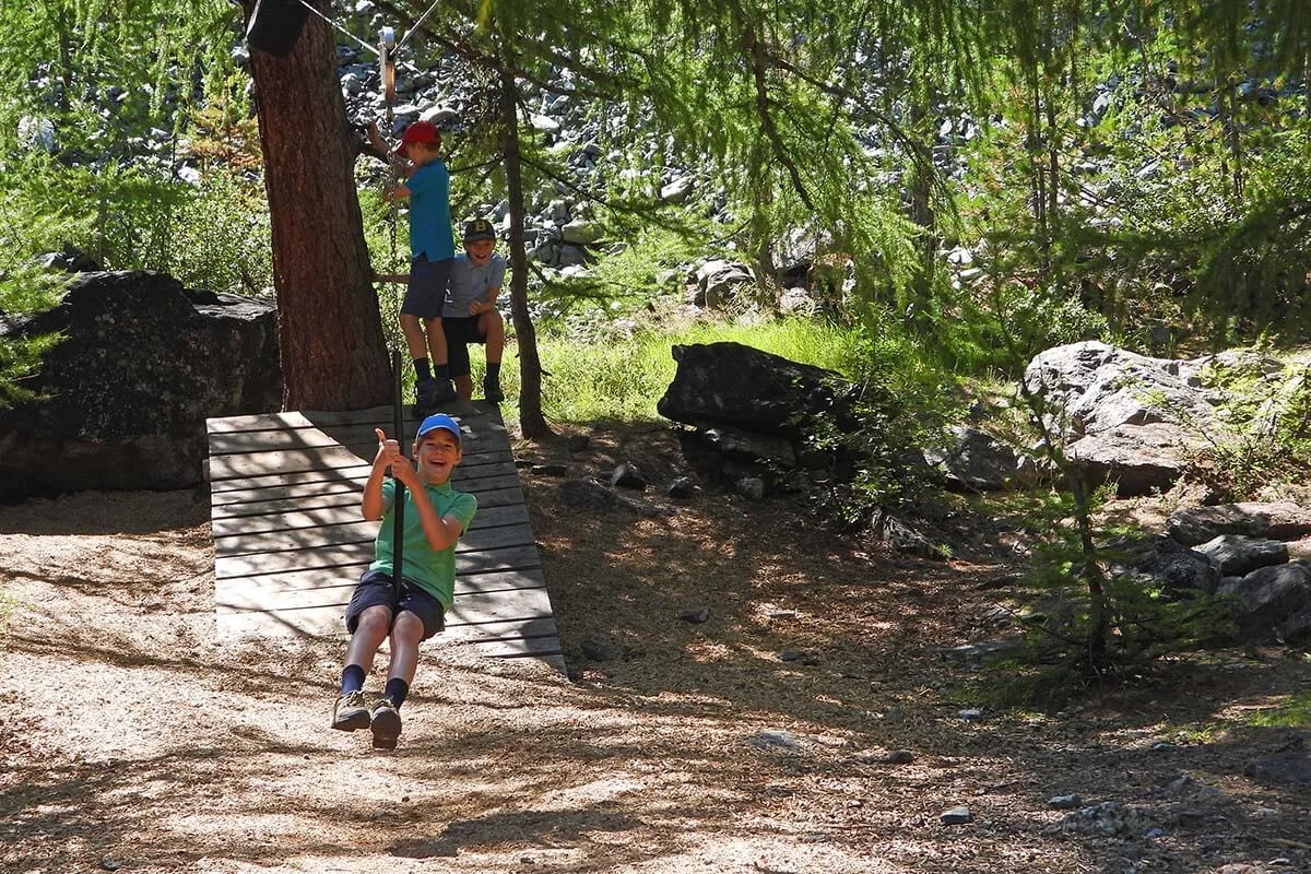 Kids playground at Furi suspension bridge near Zermatt