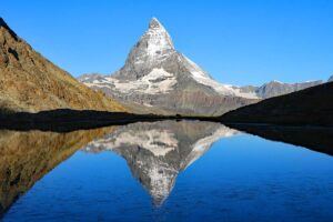 Riffelsee lake in Zermatt Switzerland