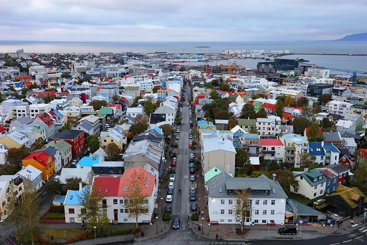 Reykjavik city view from Hallgrimskirkja church tower