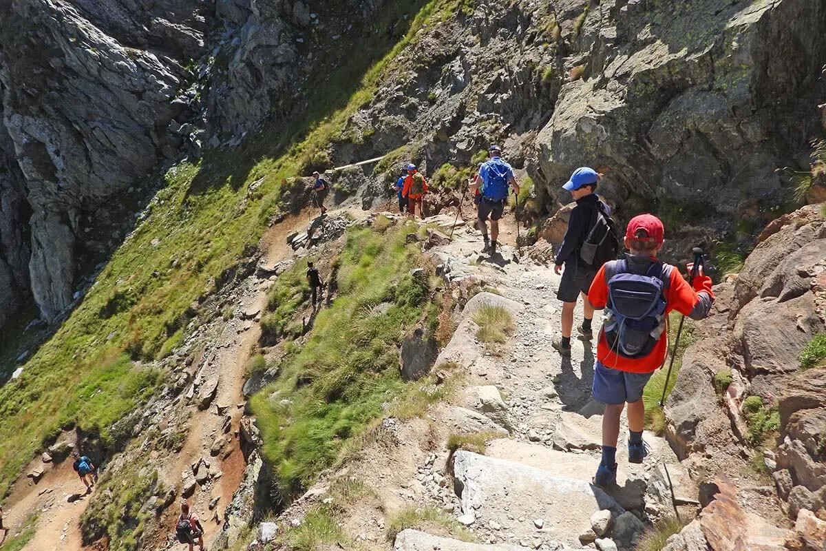 Steep hiking trail at Schwarzsee in Zermatt