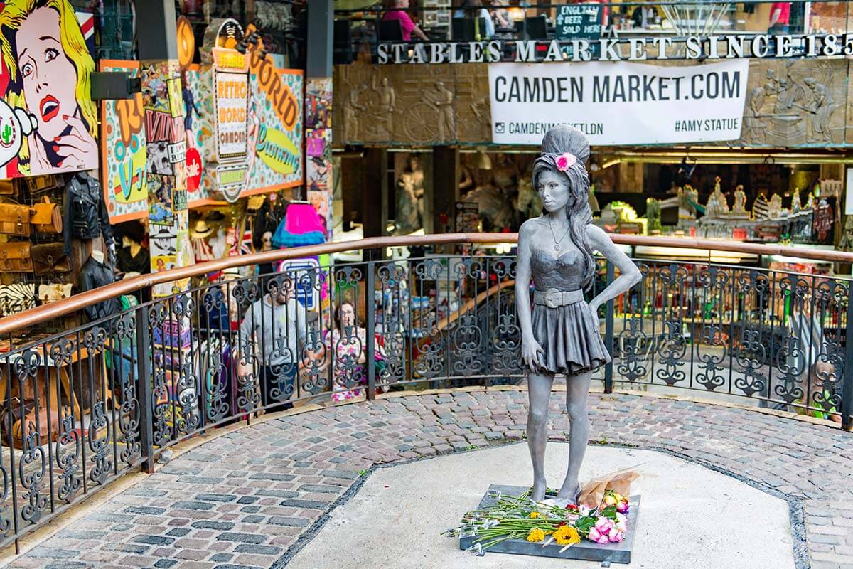 Amy Winehouse Statue at Camden Market in London