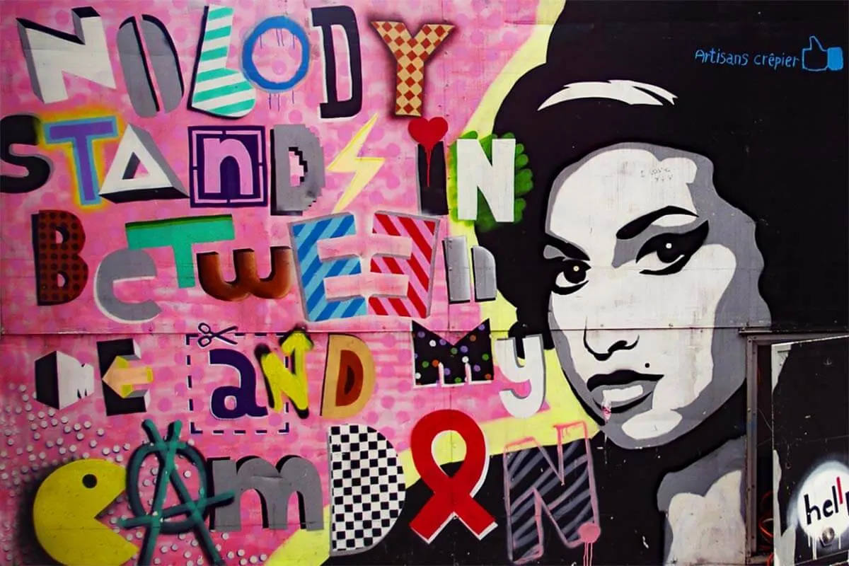 Amy Winehouse street art in Camden London