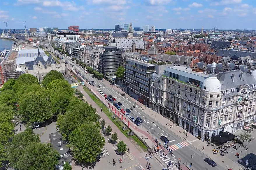 Antwerp city panorama as seen from the ferris wheel
