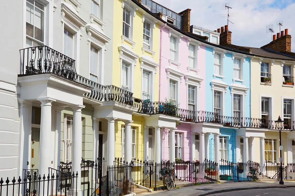 Colorful houses of Primrose Hill in London