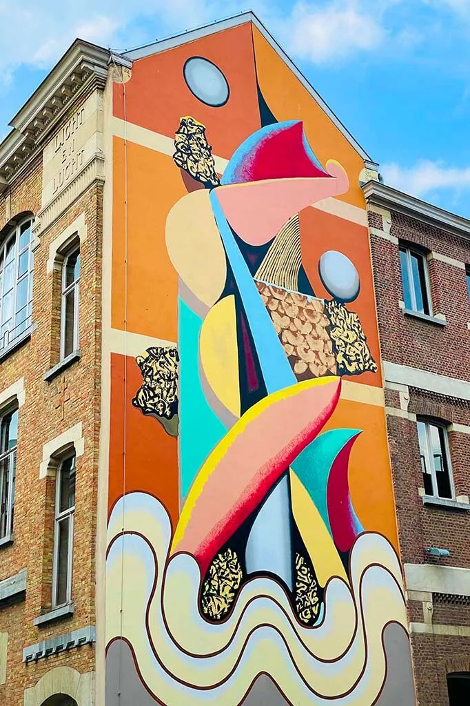 Colorful street art in Antwerp city center