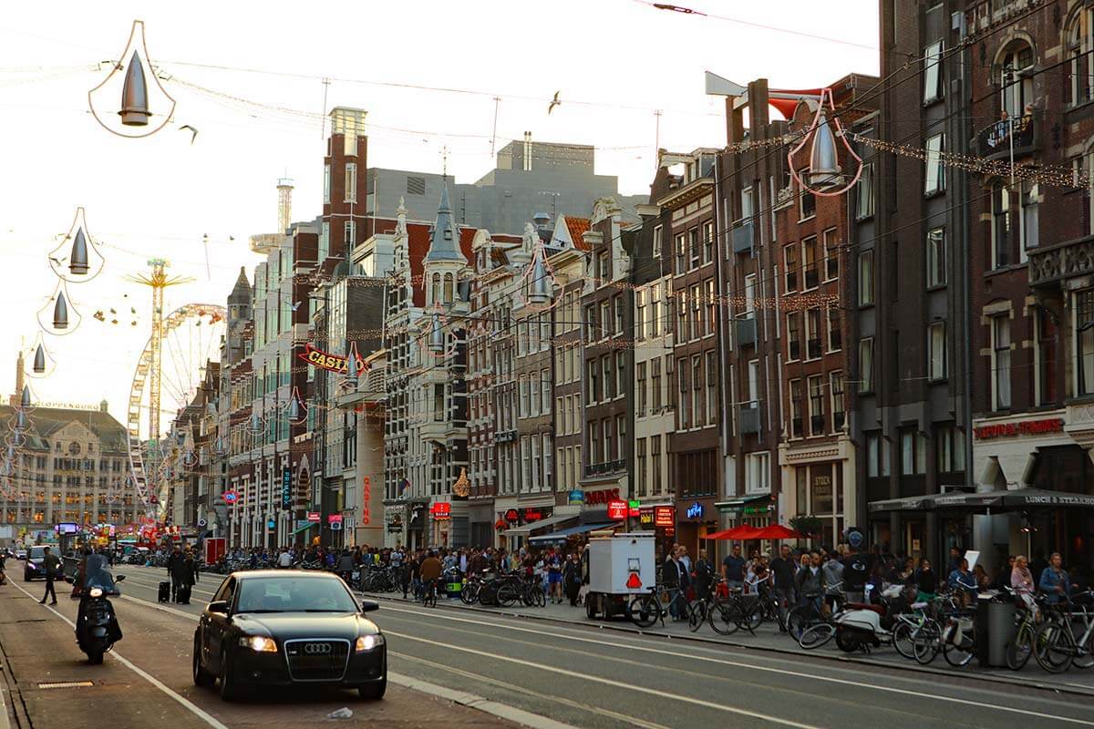 Damrak street in Amsterdam