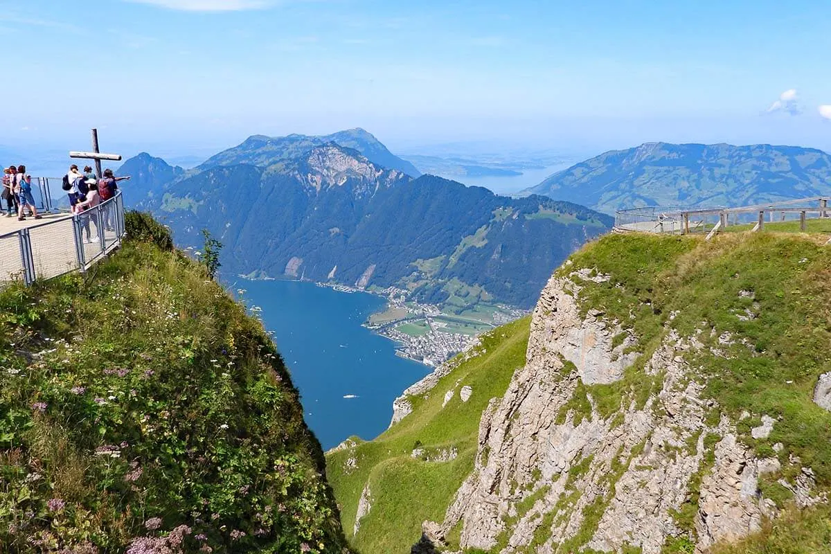 Fronalpstock viewing platform with views of Lake Lucerne