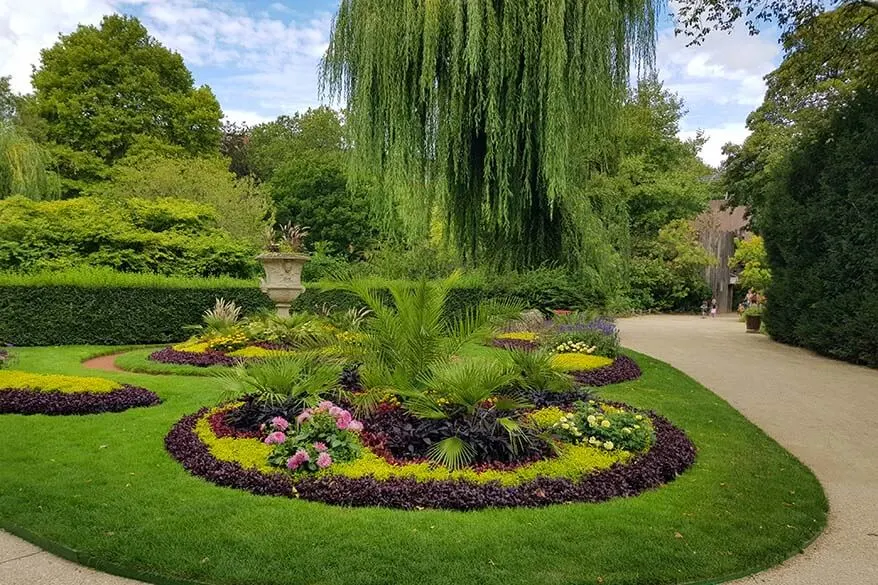 Gardens of Antwerp zoo in summer