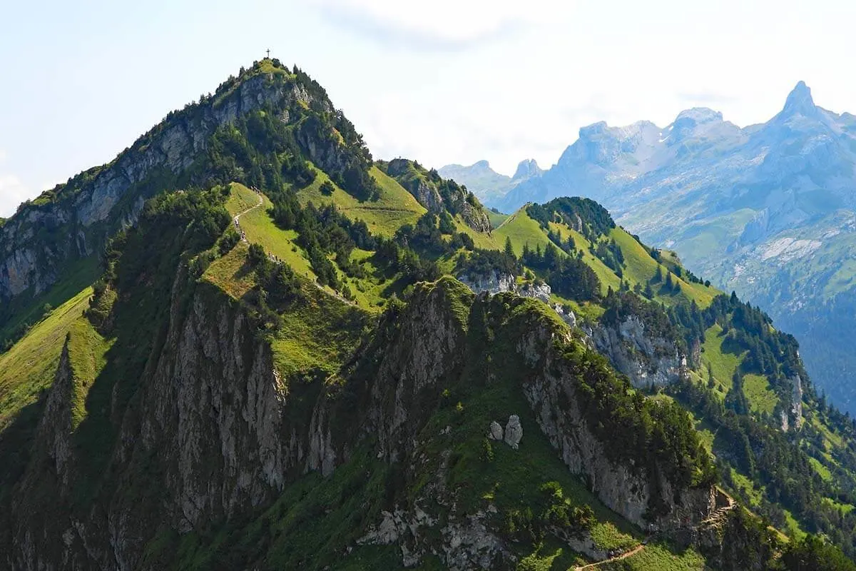 Huserstock mountain and Stoos Ridge Hike as seen from Fronalpstock - Switzerland