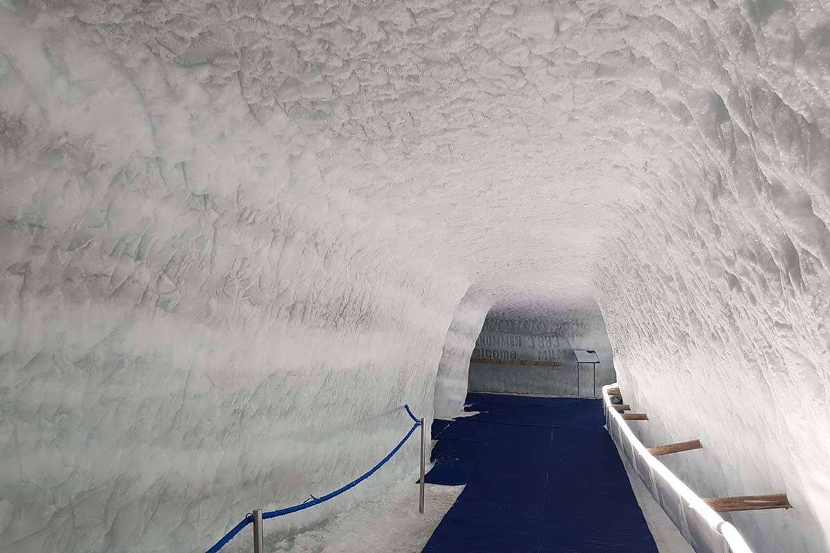 Ice tunnel at the Matterhorn Glacier Palace in Zermatt