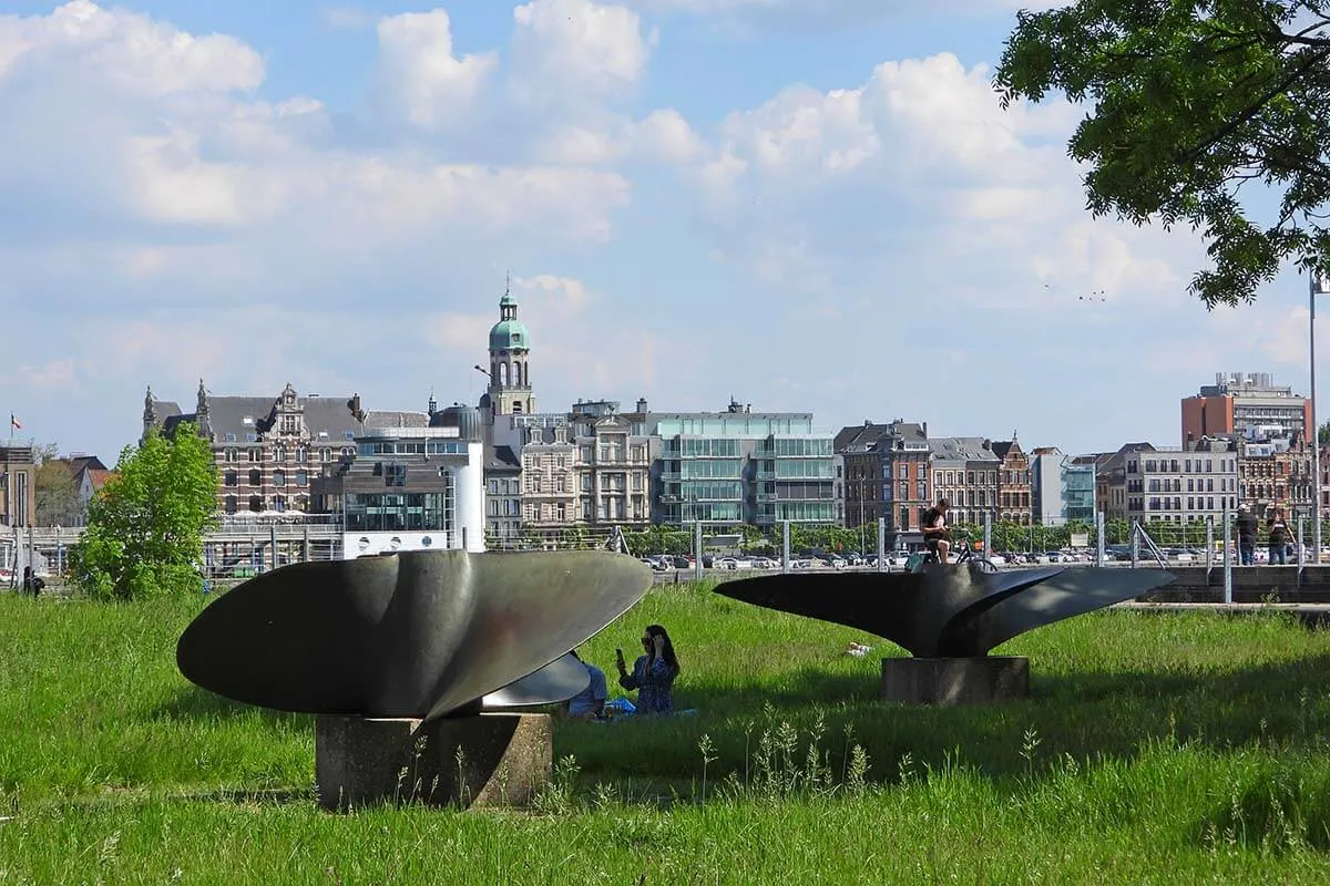 Maritime open-air museum Boeienweide on the Left Bank in Antwerp