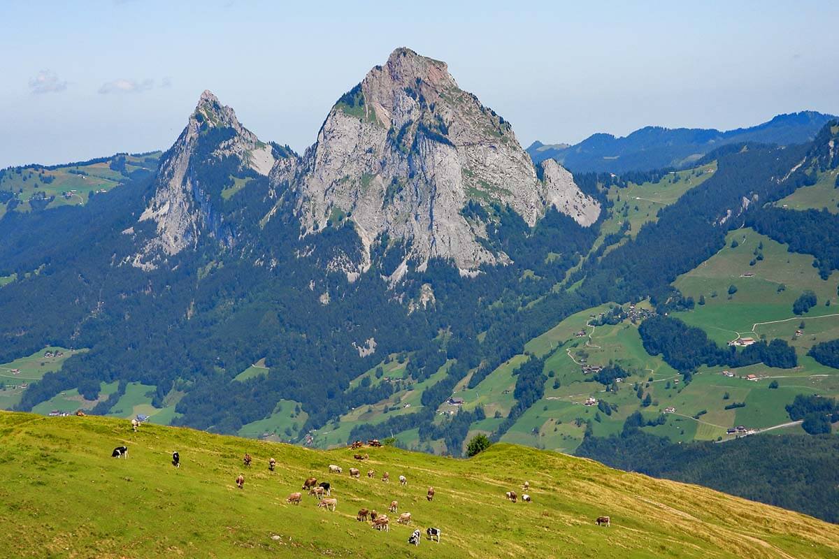 Mountain scenery around Stoos in Switzerland in summer