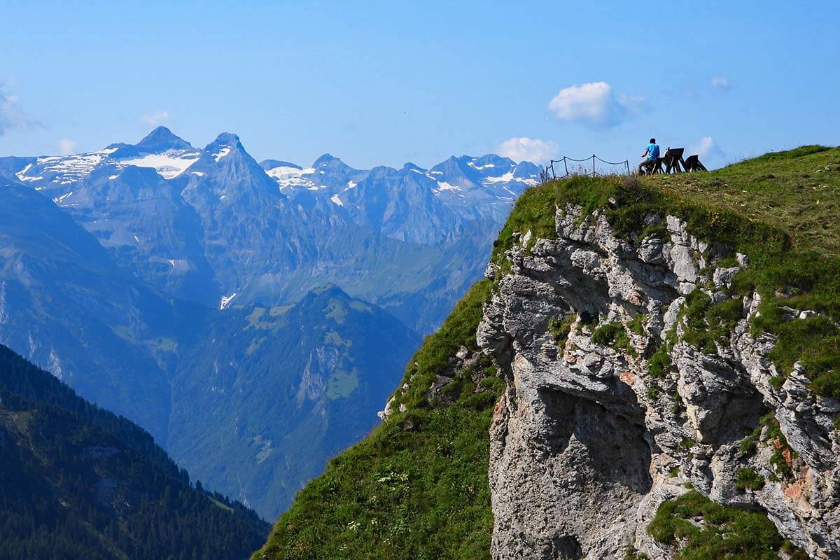 Picnic place and views along Stoos ridge hike in Switzerland
