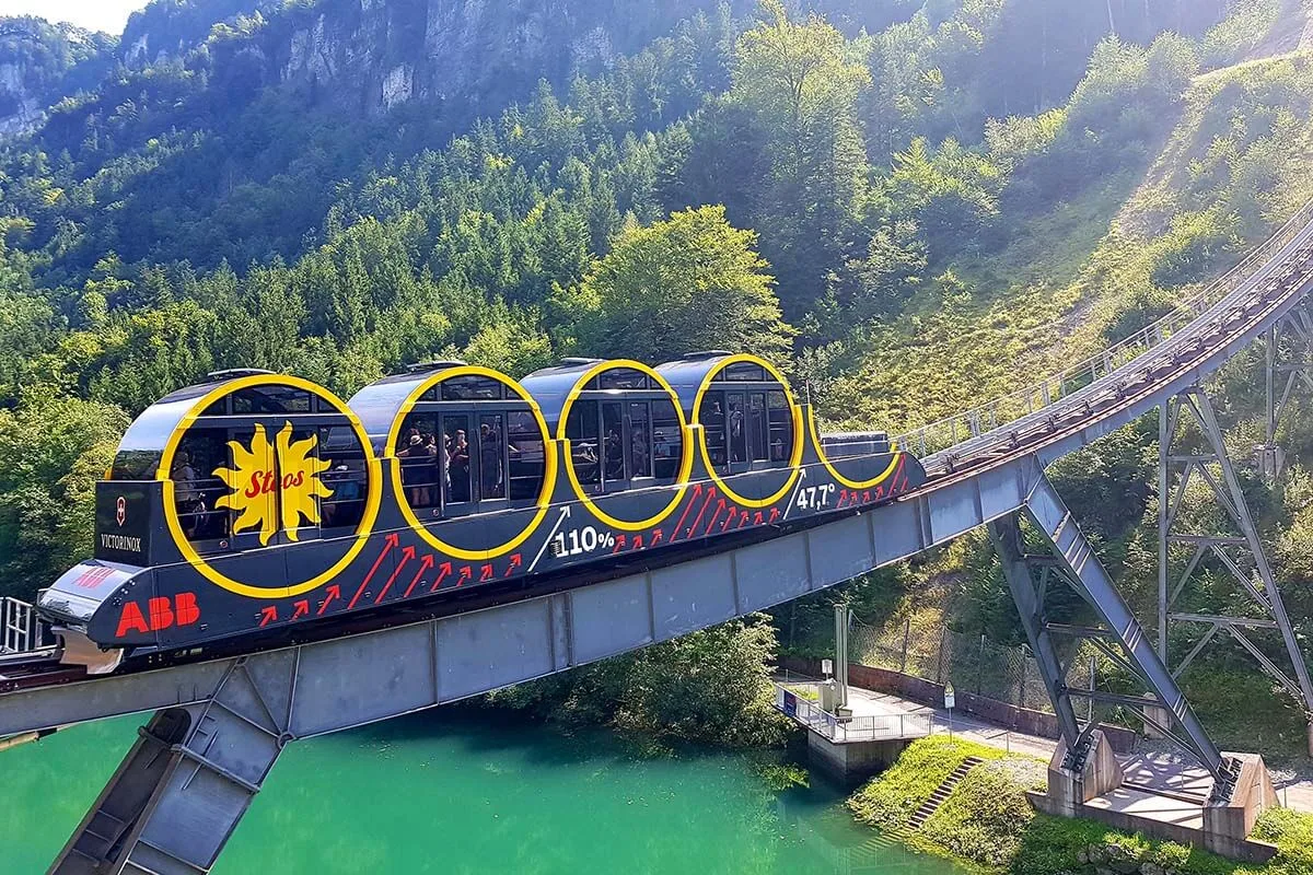 Stoos funicular railway in Switzerland