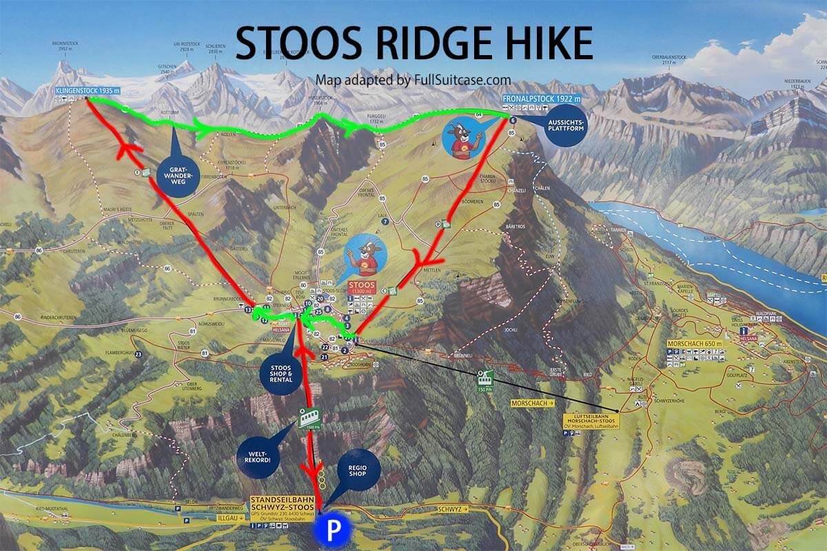 Stoos ridge trail hike map
