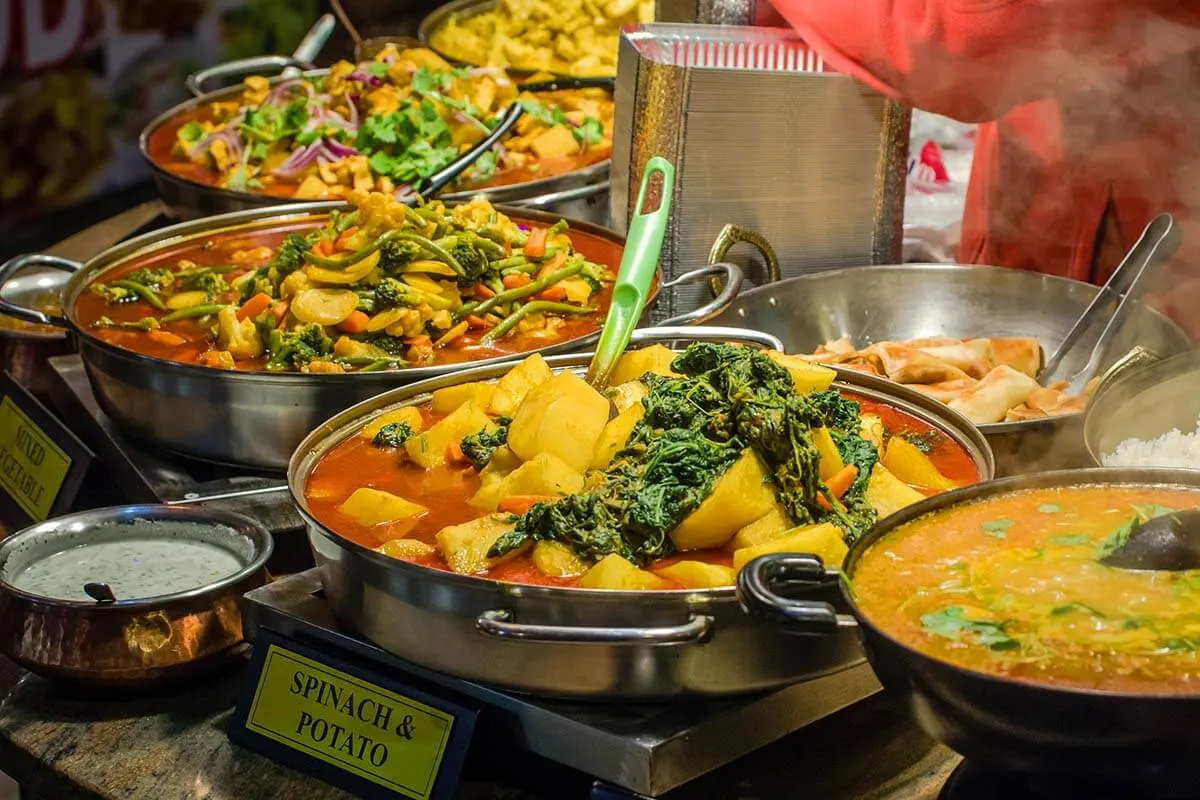 Street food for sale at Camden Lock Market in Camden Town