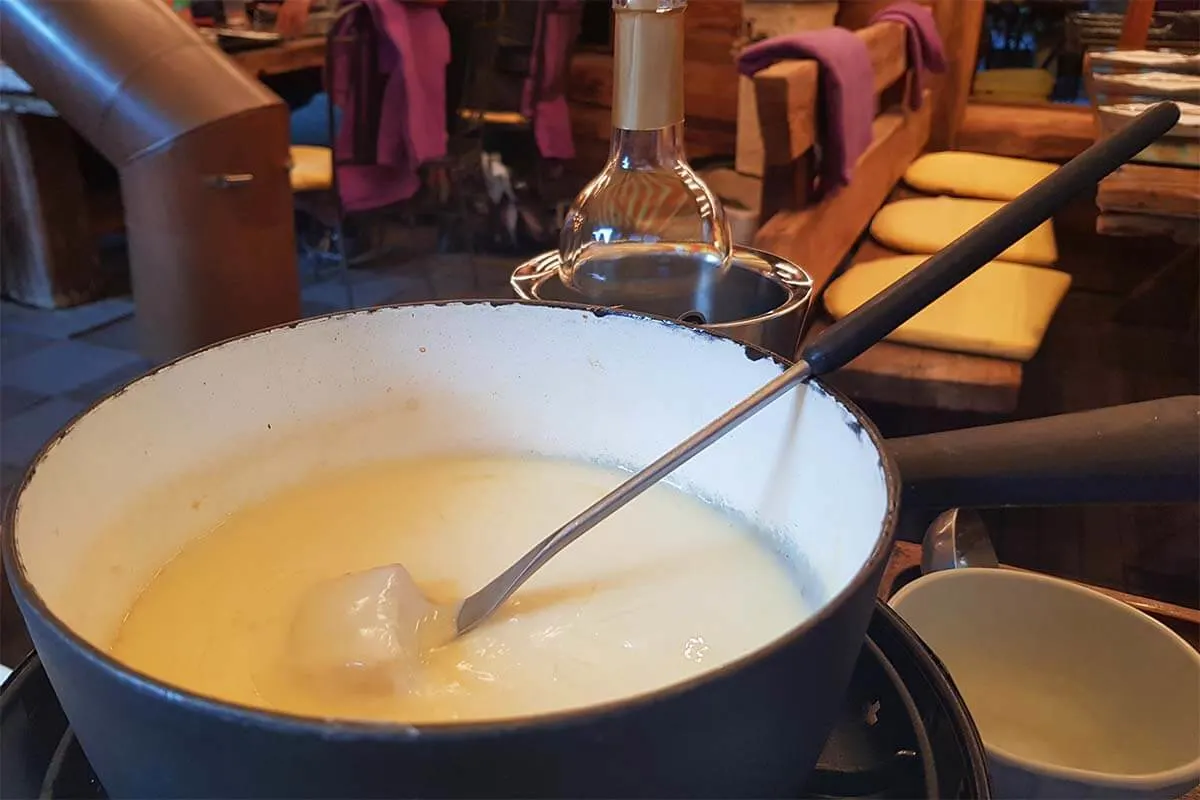 Swiss fondue at a restaurant in Zermatt