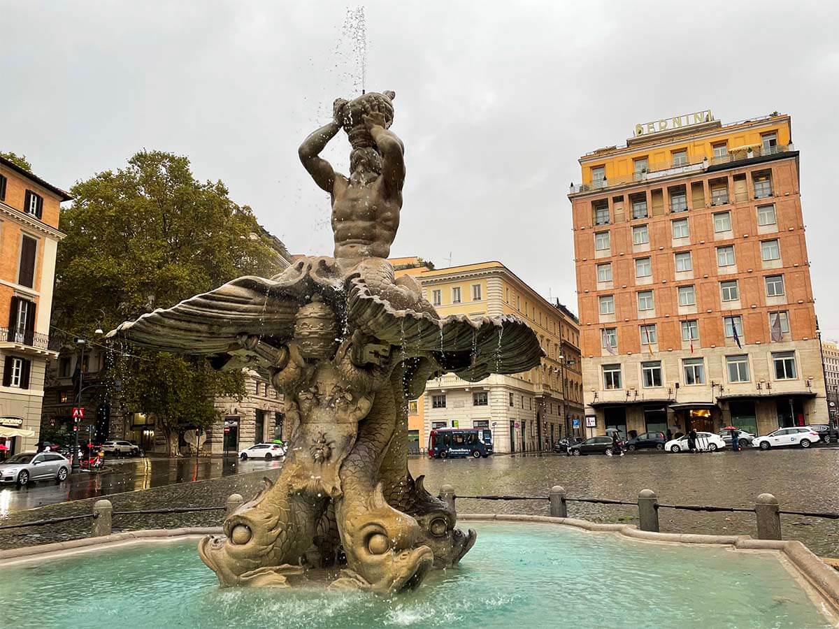 Fontana del Tritone on Piazza Barberini in Rome