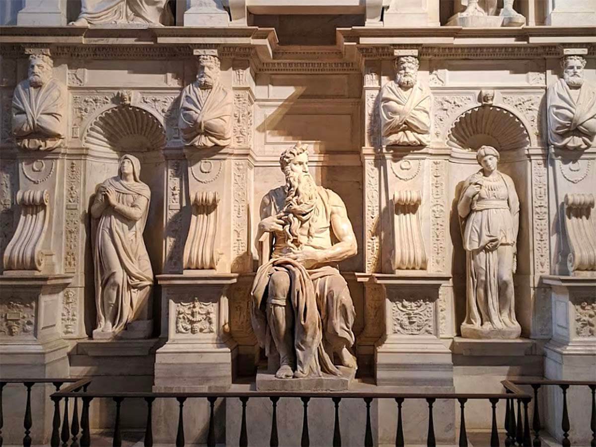 Moses by Michelangelo on the tomb of Pope Julius II at Basilica di San Pietro in Vincoli