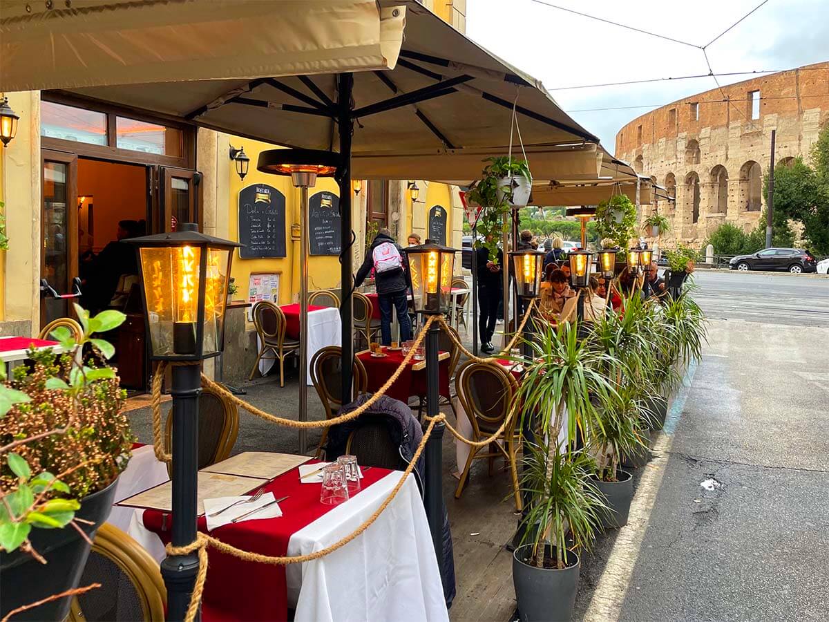 Restaurant with a view of Colosseum in Rome