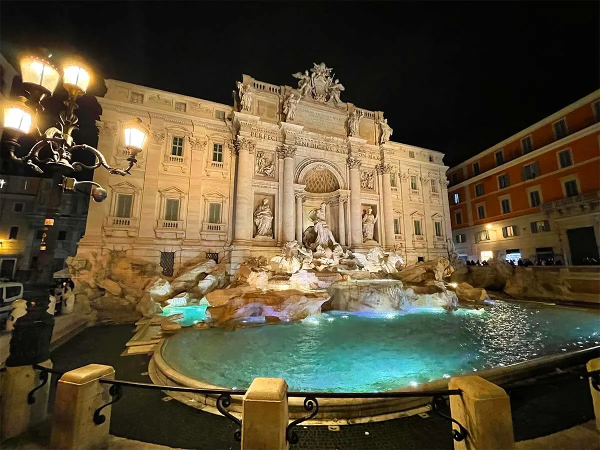 Trevi Fountain lit at night