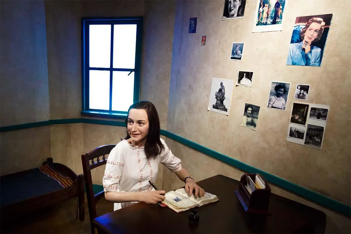 Anne Frank at Madame Tussauds museum in Amsterdam