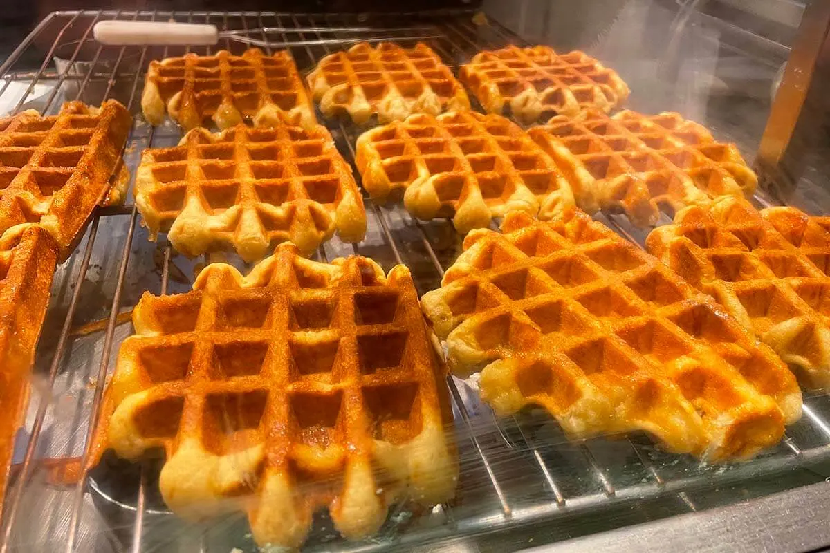 Belgian waffles at Bruges Christmas market