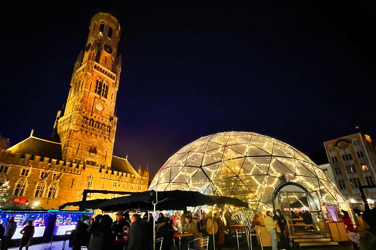 Bruges Christmas market on the Grote Markt town square