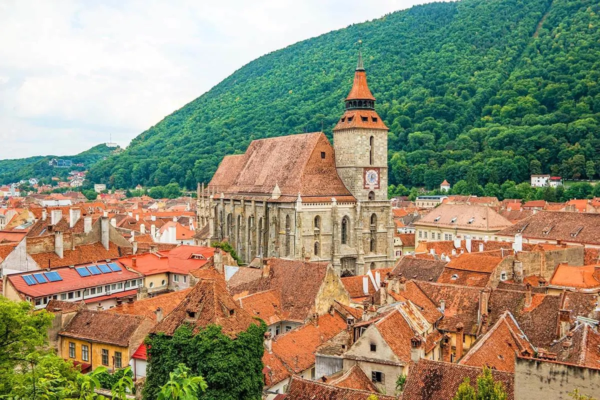 City view and Black Church seen from Brasov Black Tower