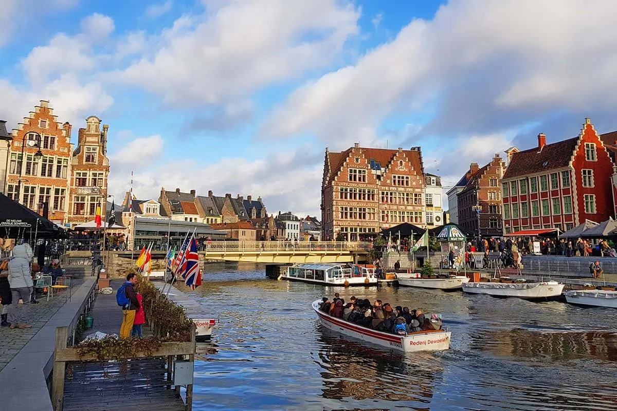 Ghent city in Belgium on a sunny winter day end of December