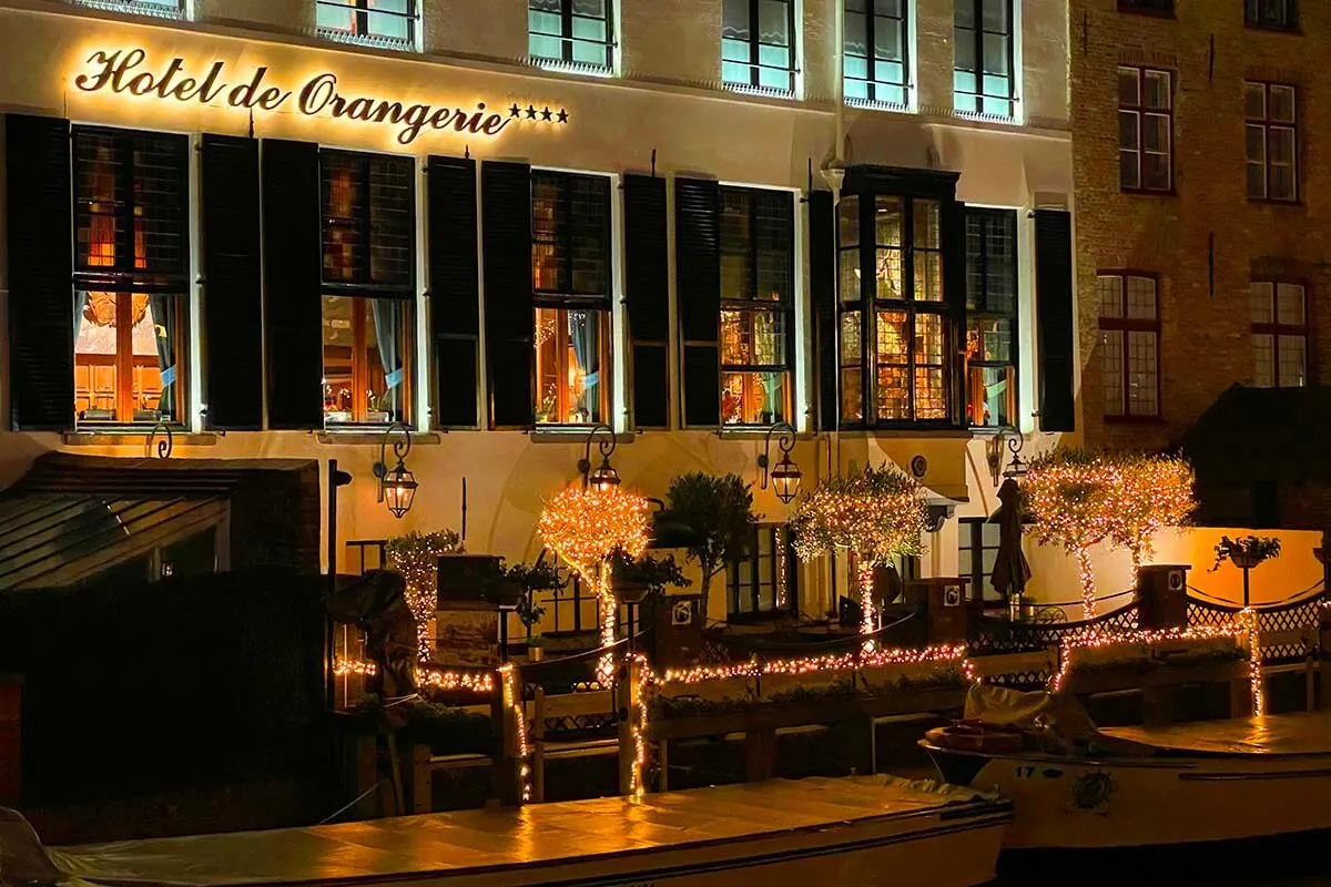 Hotel de Orangerie in Bruges at Christmas