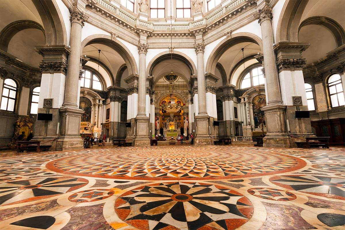 Inside the Basilica di Santa Maria della Salute in Venice