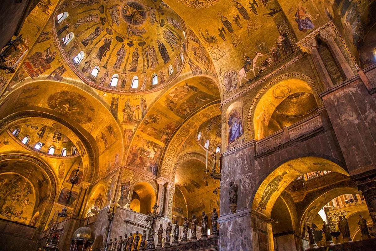 The mosaics inside St Mark's Basilica in Venice