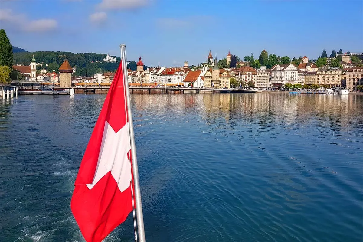 Lucerne city center as seen from the scenic boat ride