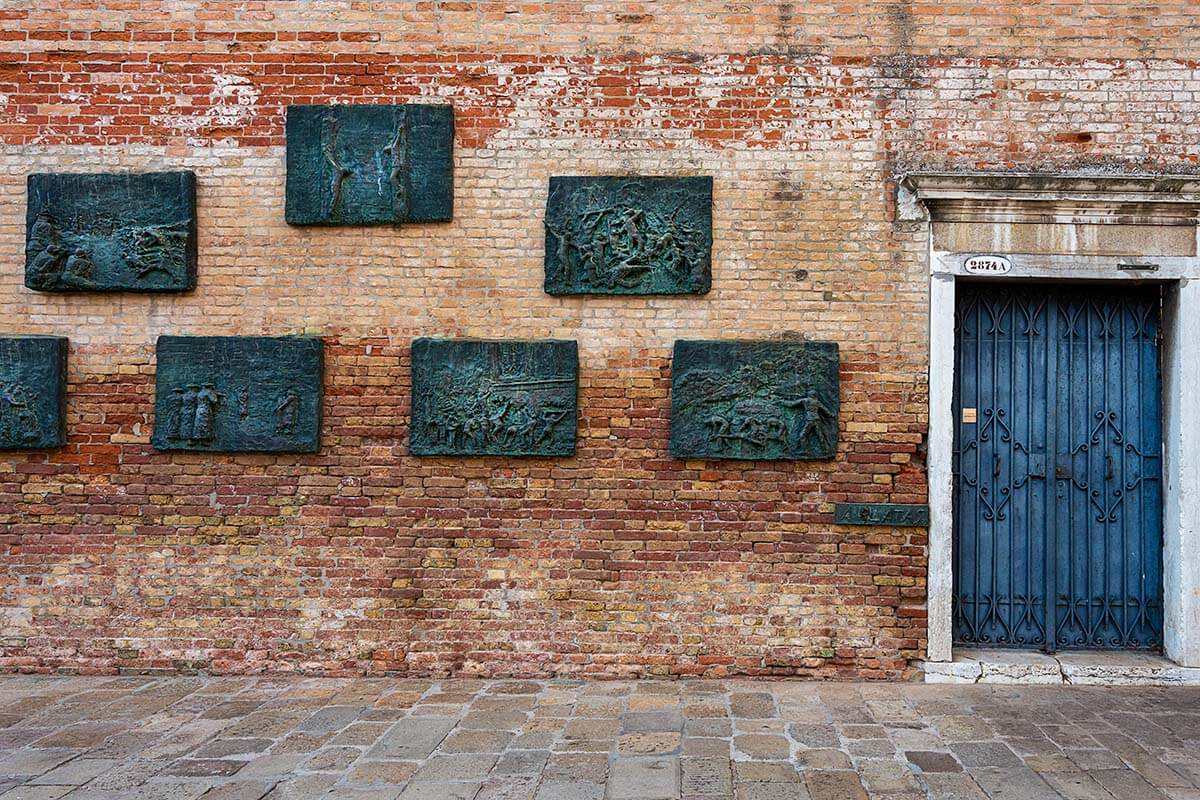 Monument to the Holocaust victims on Campo Ghetto Nuovo in Venice