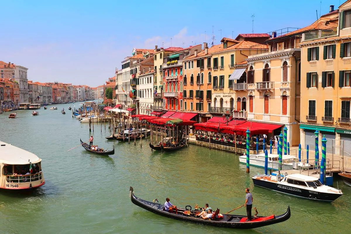 View from Rialto Bridge on Venice Grand Canal