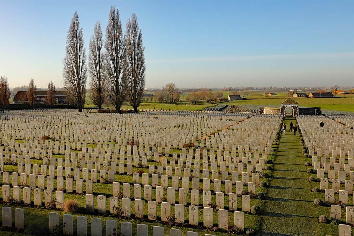 WWI battlefields near Ypres in Belgium in winter