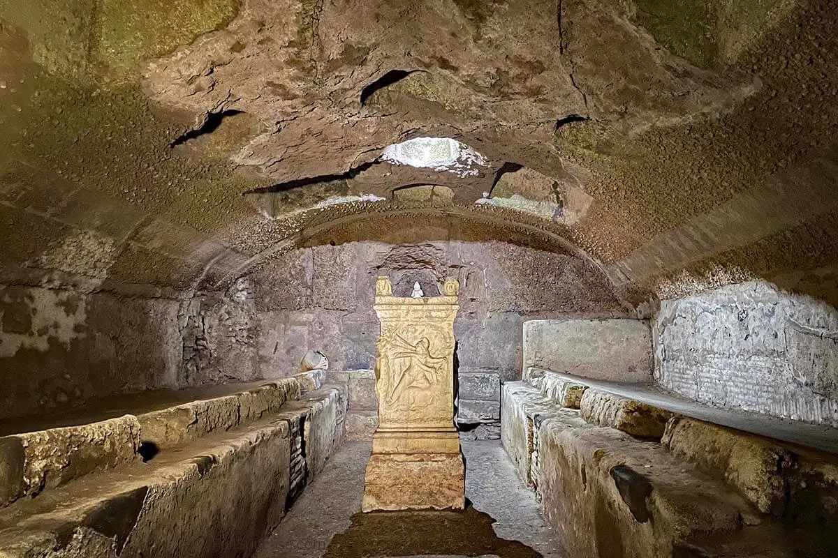 Mithraic altar at the deepest underground level of St Clement Basilica in Rome