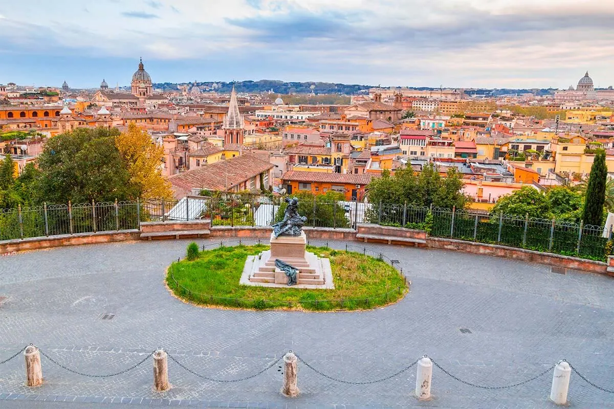 Cityscape of Rome views from Terrazza Viale del Belvedere on Pincian Hill